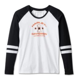 Tee-shirt manches longues 'First-Class' pour femmes - Colorblock - Bright White & Harley Black