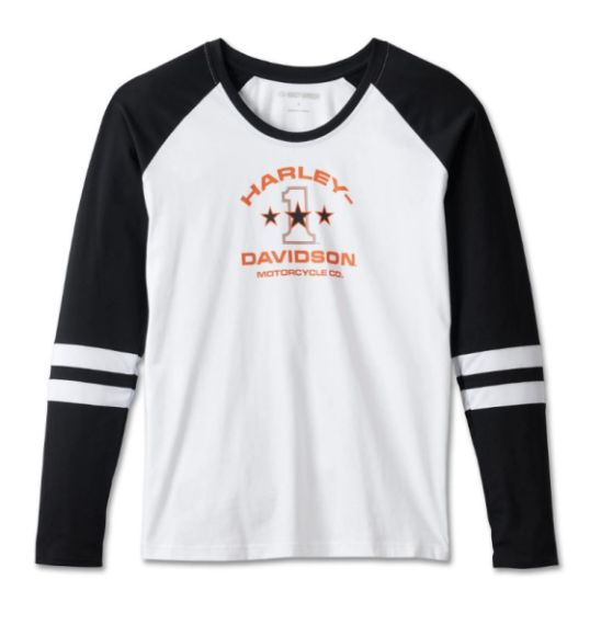 Tee-shirt manches longues 'First-Class' pour femmes - Colorblock - Bright White & Harley Black